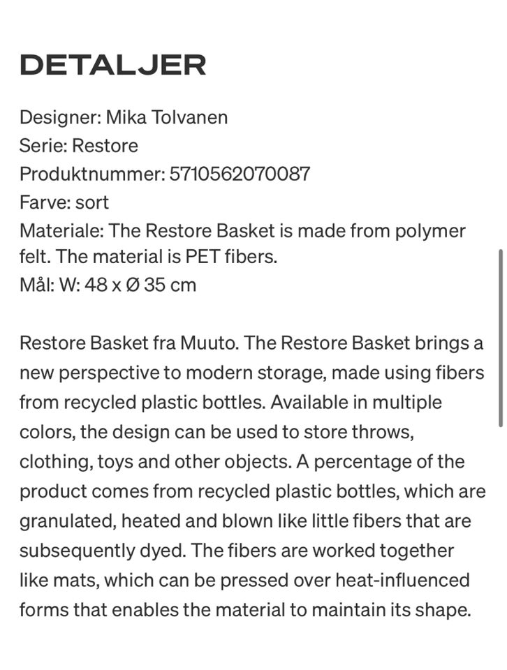 Muuto basket kurv Muuto