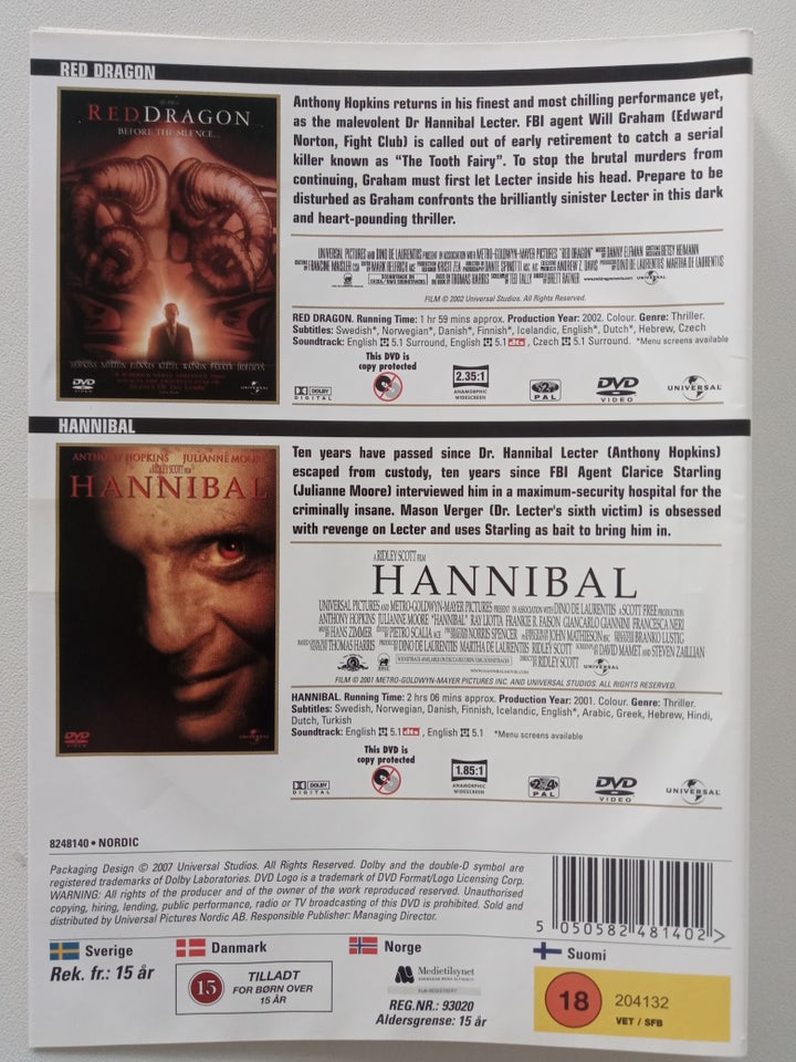 Red Dragon // Hannibal, DVD,