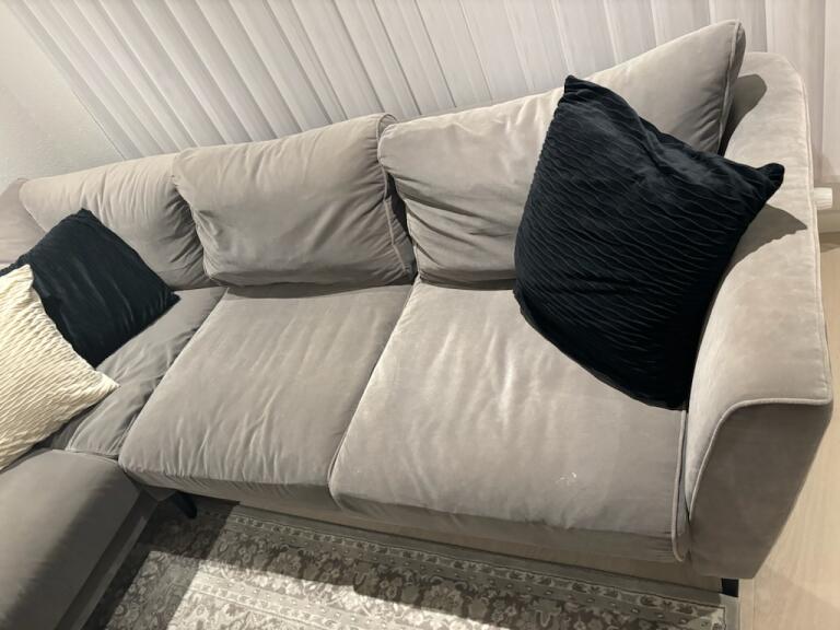 Hjørnesofa, velour, 6 pers.