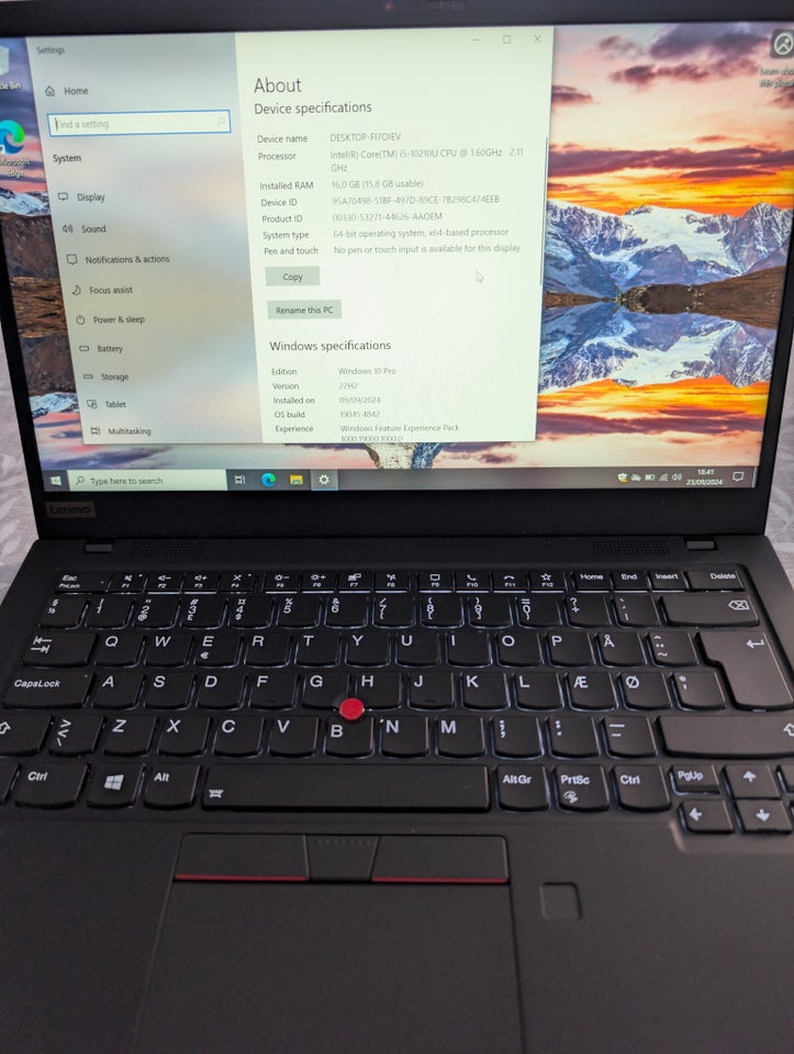 Lenovo X1 Carbon 8 gen., 2.11 GHz, 16