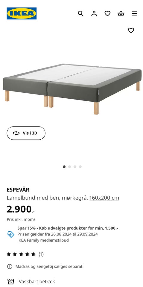 Underseng, IKEA Espevär, b: 160 l: