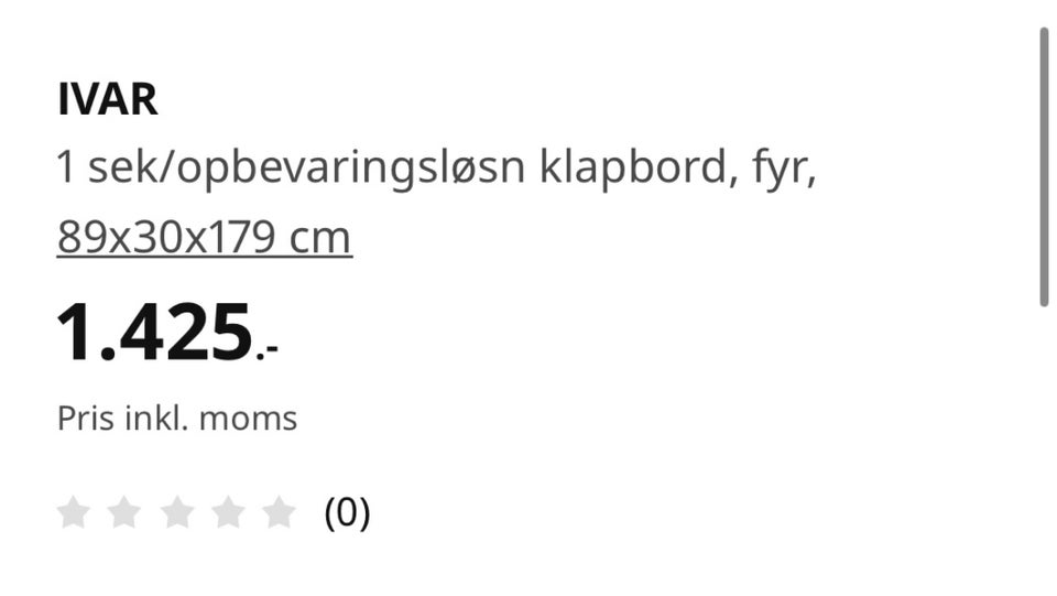 Anden reol Ikea IVAR