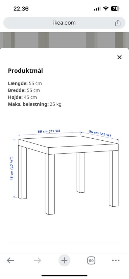 Sidebord, Lack, andet materiale