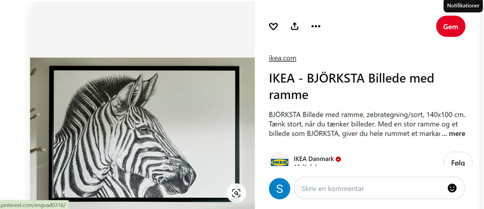 Lærred i ramme IKEA motiv: Zebra