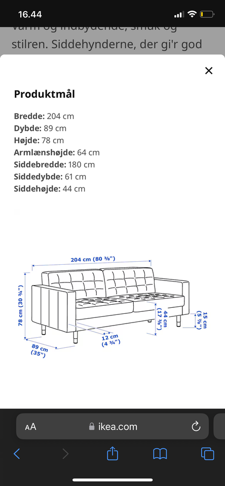 Sofa, 3 pers. , Ikea