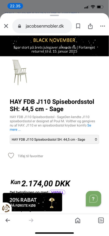 Spisebordsstol, Træ, Hay FDB J110