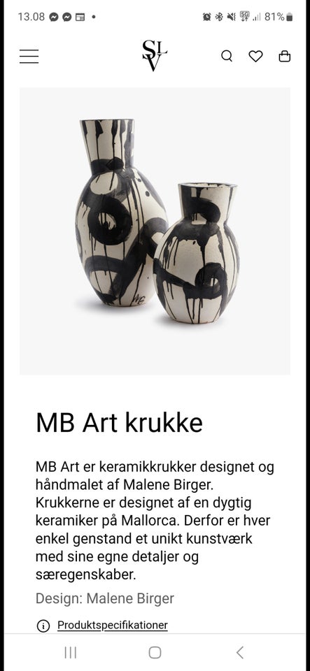 Vase Marlene Birger motiv: Vase