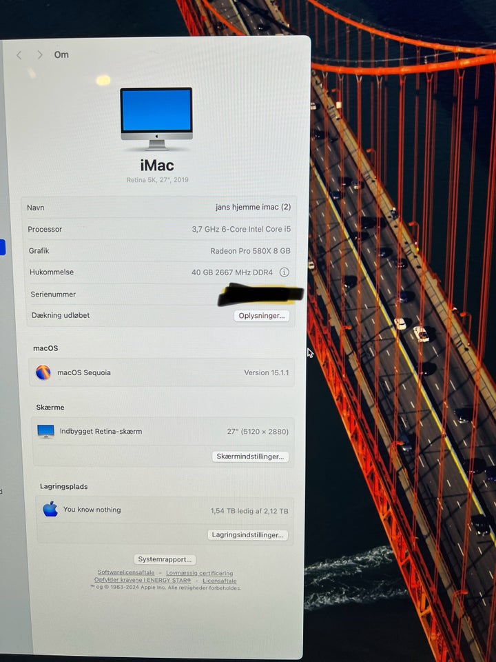 iMac, 27" 2019, 3,7GHZ 6core i5 GHz