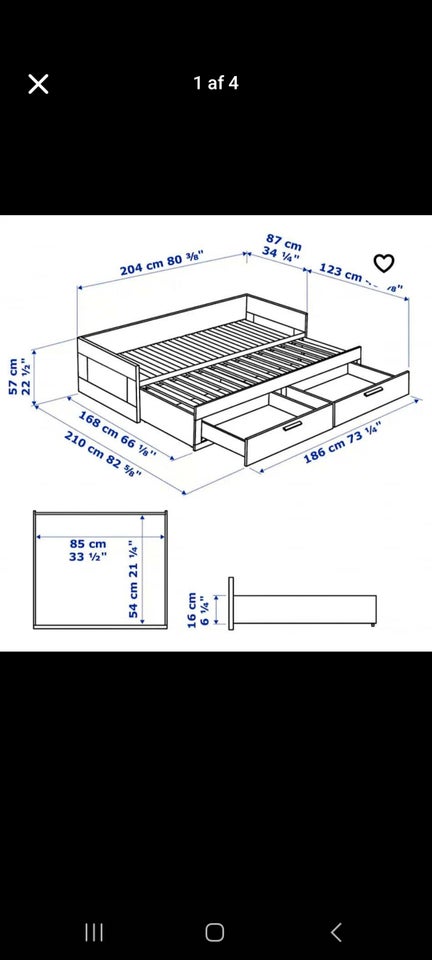 Sovesofa, Brimnes Ikea, b: 87 l: 204