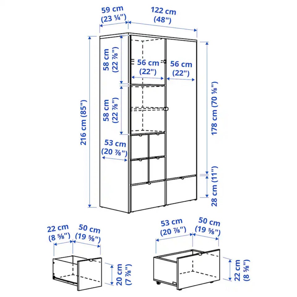 Garderobeskab, Ikea Visthuis, b: