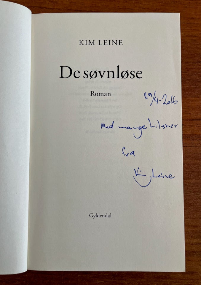 Kim Leine De Søvnløse (signeret