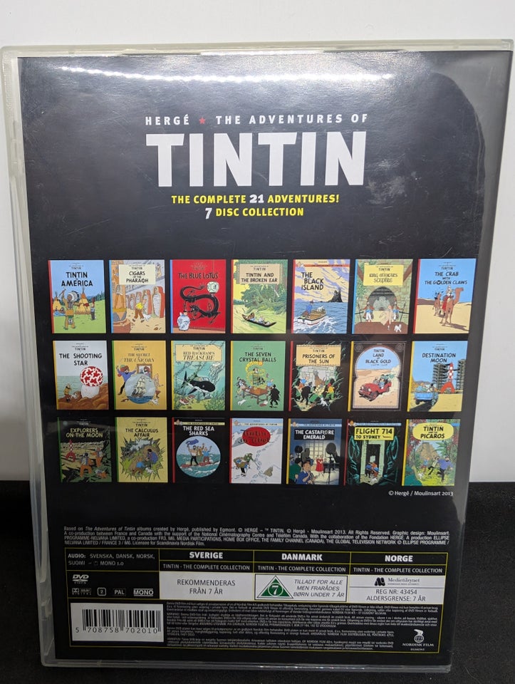 Tintin boks, DVD, tegnefilm