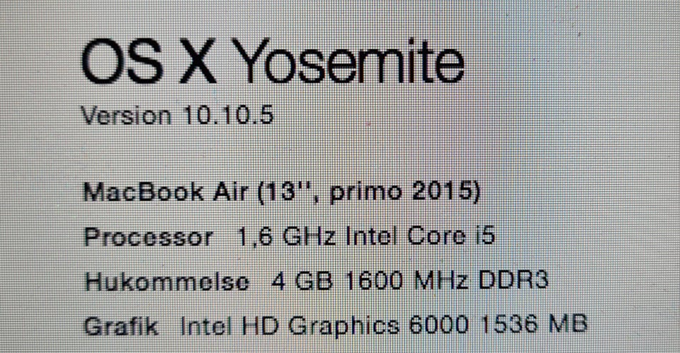 Andet mærke Macbook air 13, 1.6 GHz,