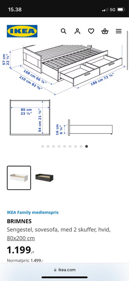 Enkeltseng, Brimnes ikea, b: 80 l: