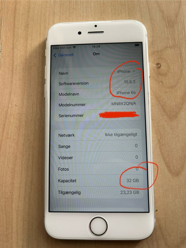 iPhone 6S, 32 GB, hvid