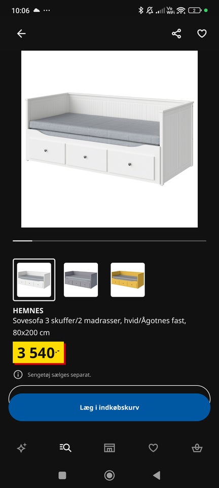 Sovesofa, IKEA Hemnes, b: 80 l: 200