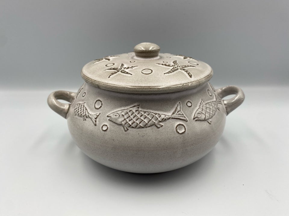 Keramik Sildeskål med låg i