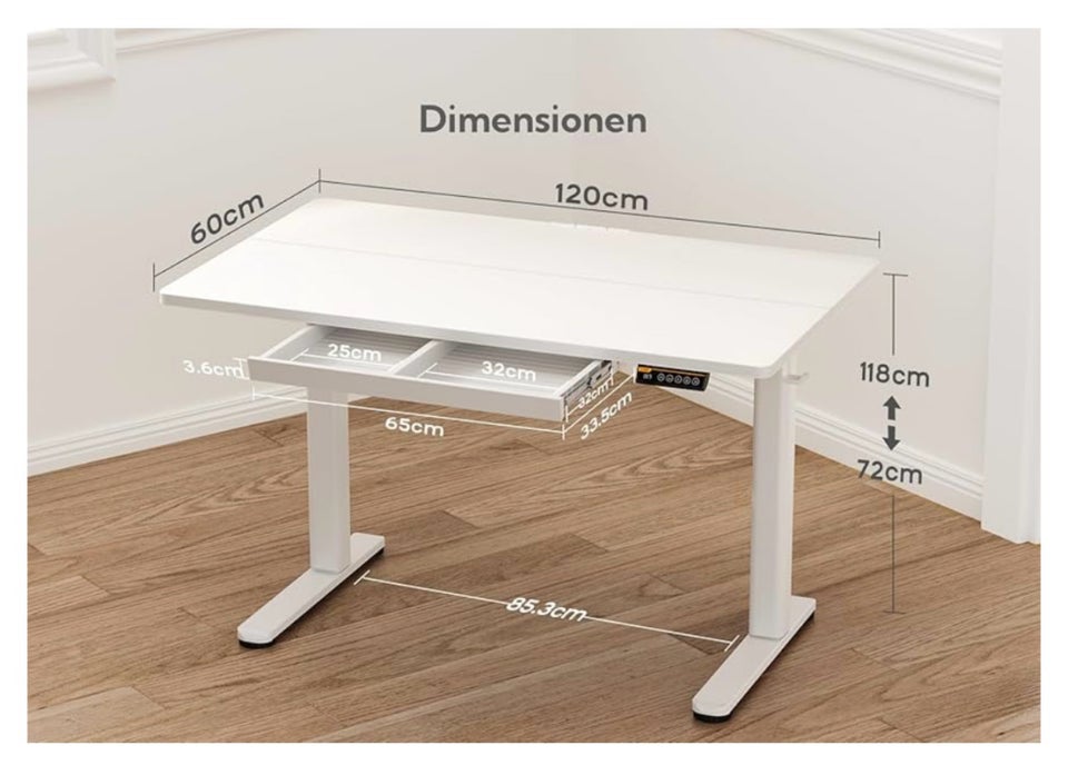 Skrivebord, Claiks, b: 120 d: 60 h: