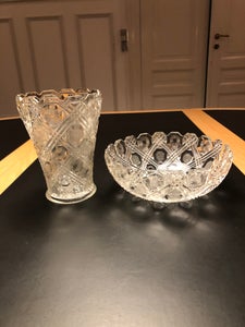 Glas Vase + skål presset glas