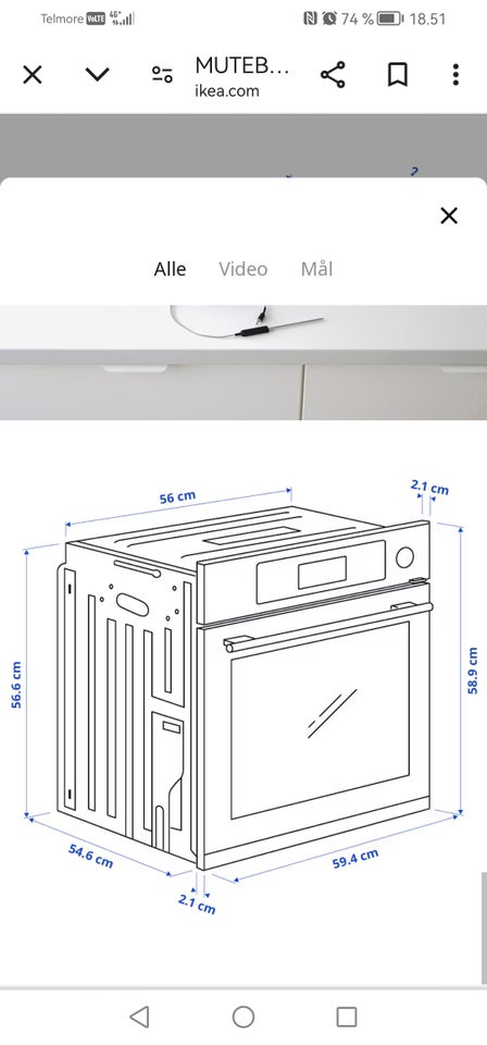 Oven MUTEBO FRA IKEA