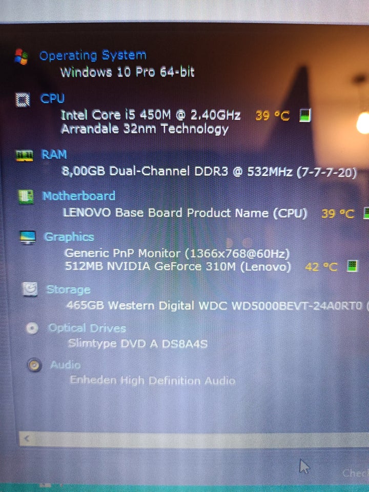 Lenovo G560, 2.40 GHz, 8 GB ram