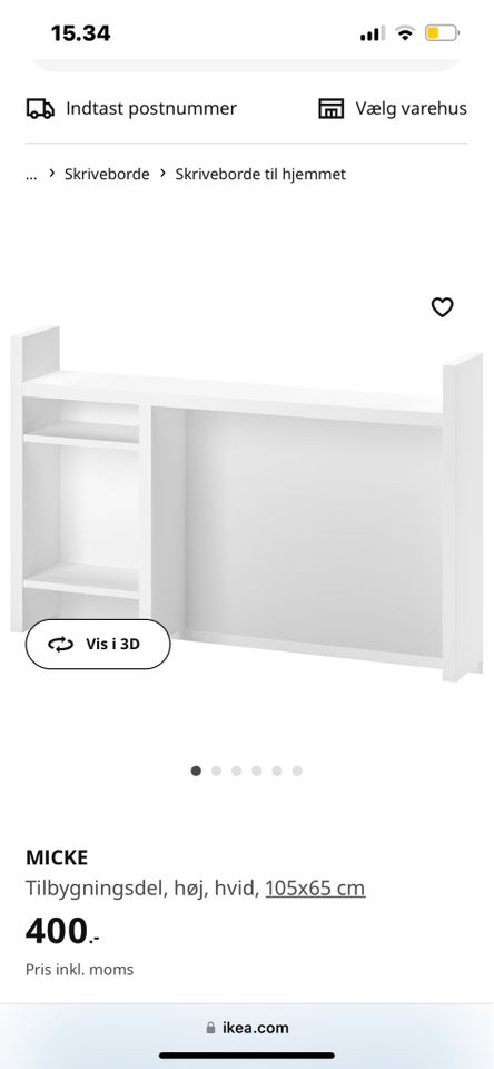 Micke overdel til skrivebord Ikea