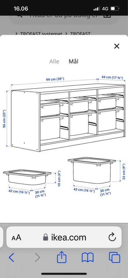 Reol, Ikea Trofast, b: 99 d: 44 h: 56