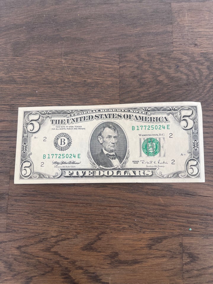 Amerika sedler FIVE DOLLARS