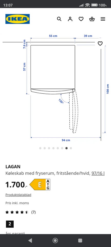 Køle/fryseskab Lagan,