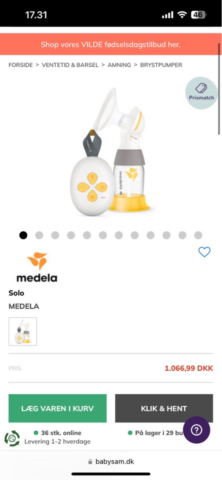 Brystpumpe Medela elektrisk