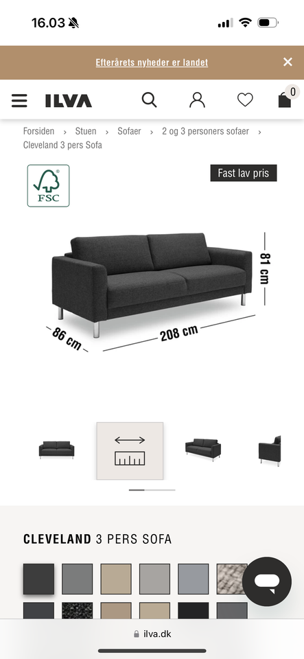 Sofa stof 2 pers