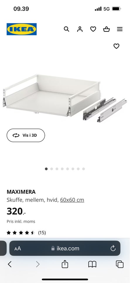 Anden reol Ikea b: 60 d: 60