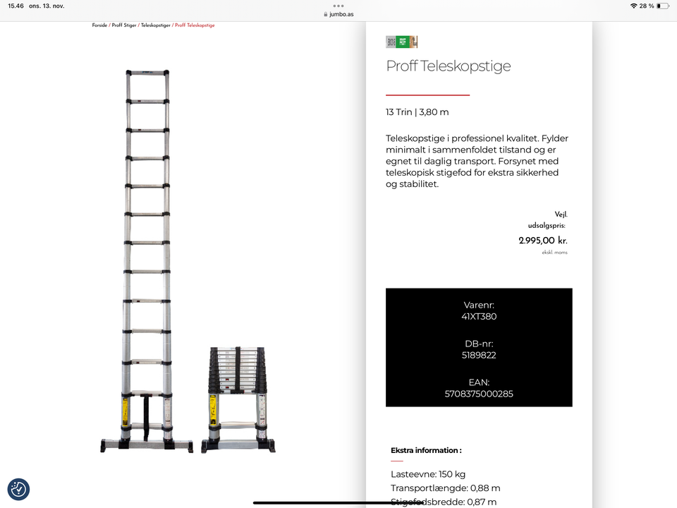 Teleskop stige, JUMBO