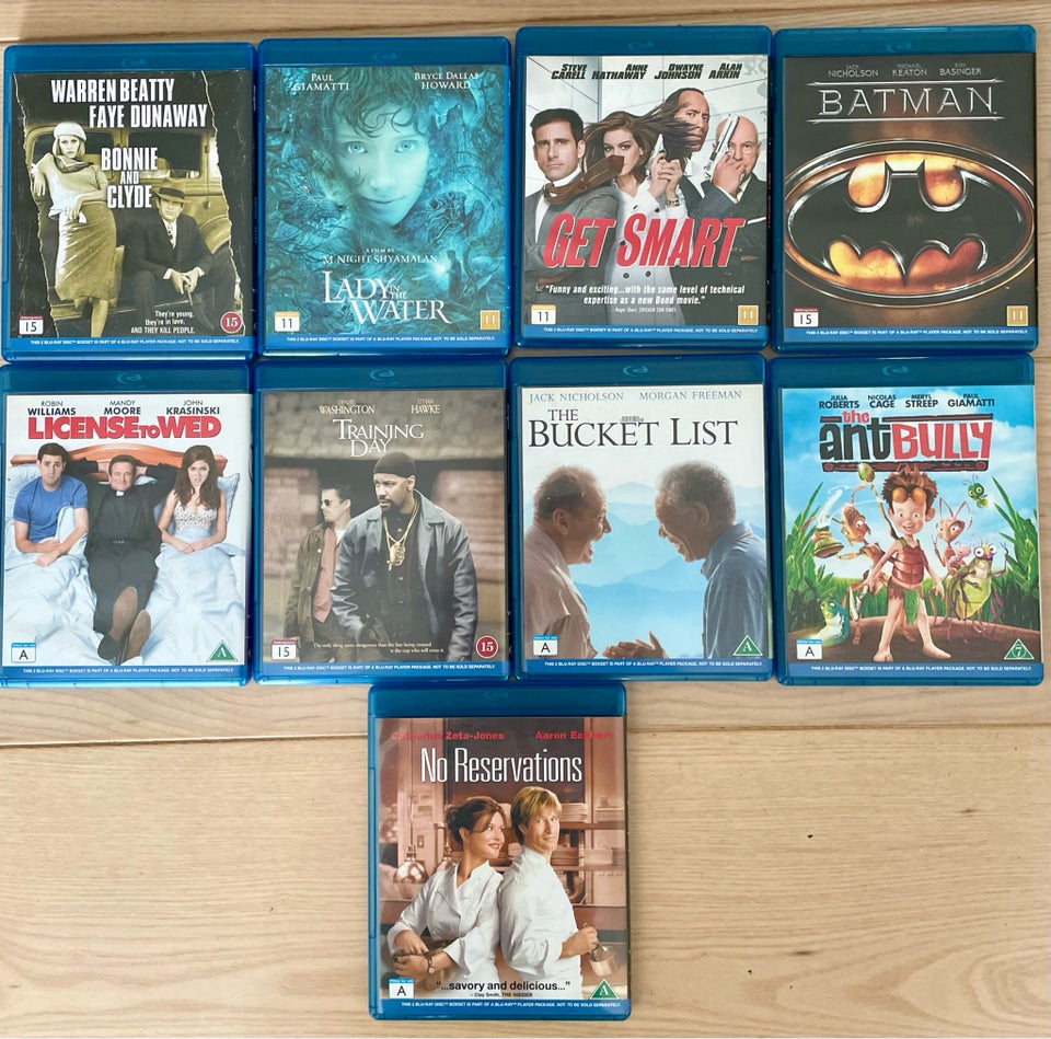 Lot 9 stk med 2 titler, Blu-ray,