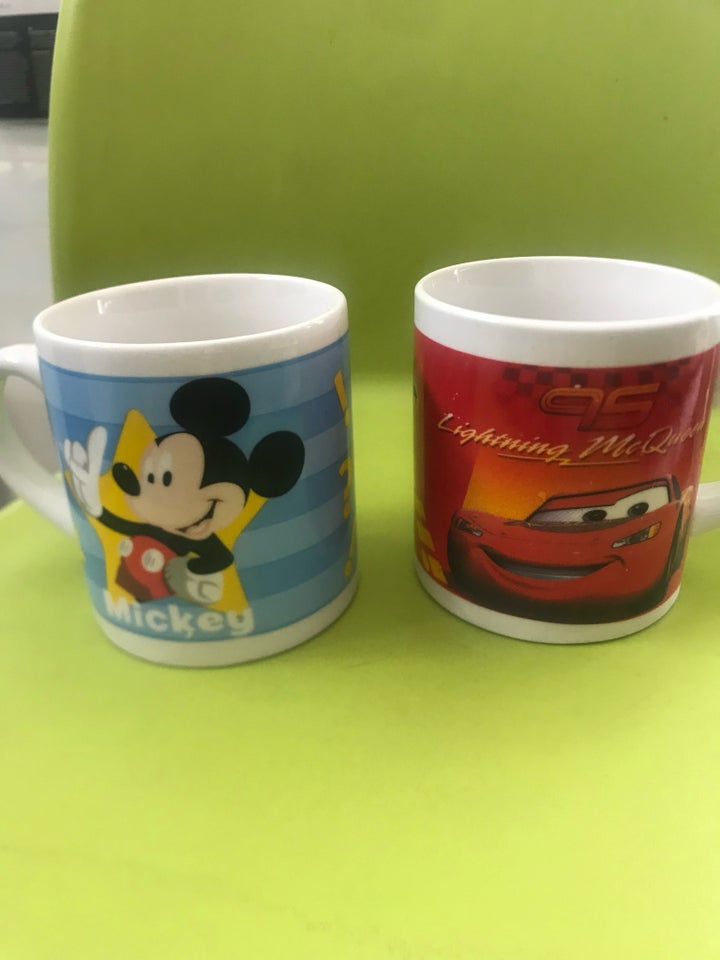 Keramik Mickey Mouse og Cars krus