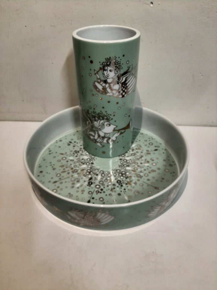 Porcelæn Vase og fad Bjørn