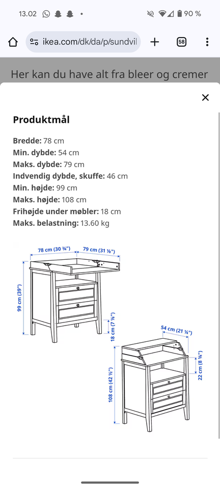 Kommode, fyrretræ