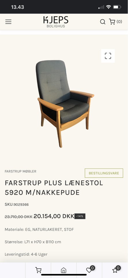 Lænestol, skind, Farstup