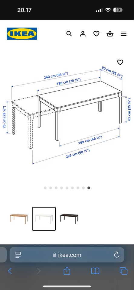 Spisebord, Ikea Ekedalen, b: 90 l: