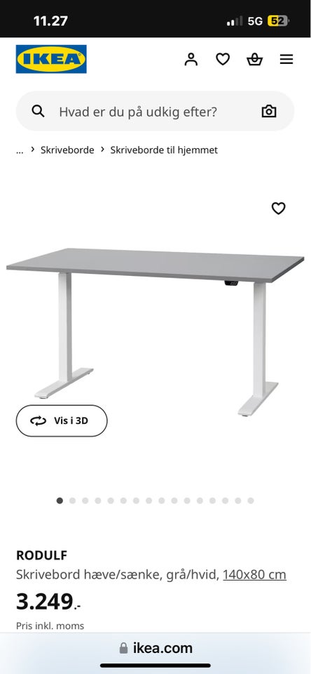 Arbejdsbord, Ikea, b: 140 d: 80 h: