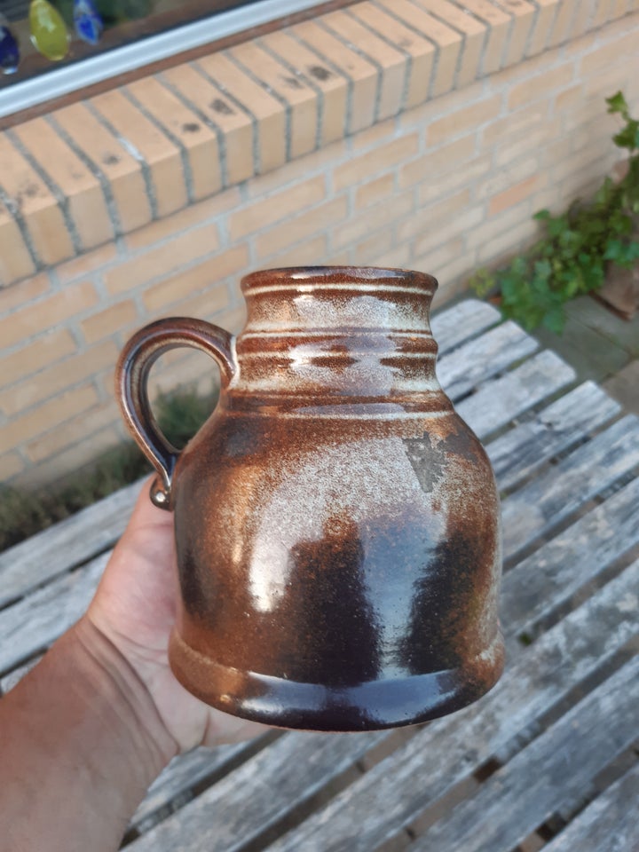 Keramik Vase med hank brun/grå