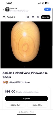 Vase Aarikka Finland