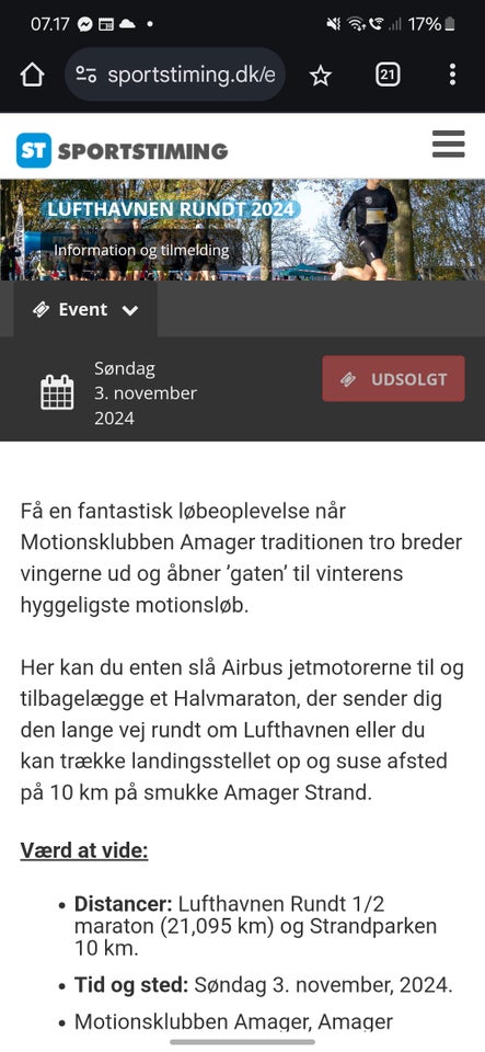 Løbsnummer, Lufthavnen Rundt 2024