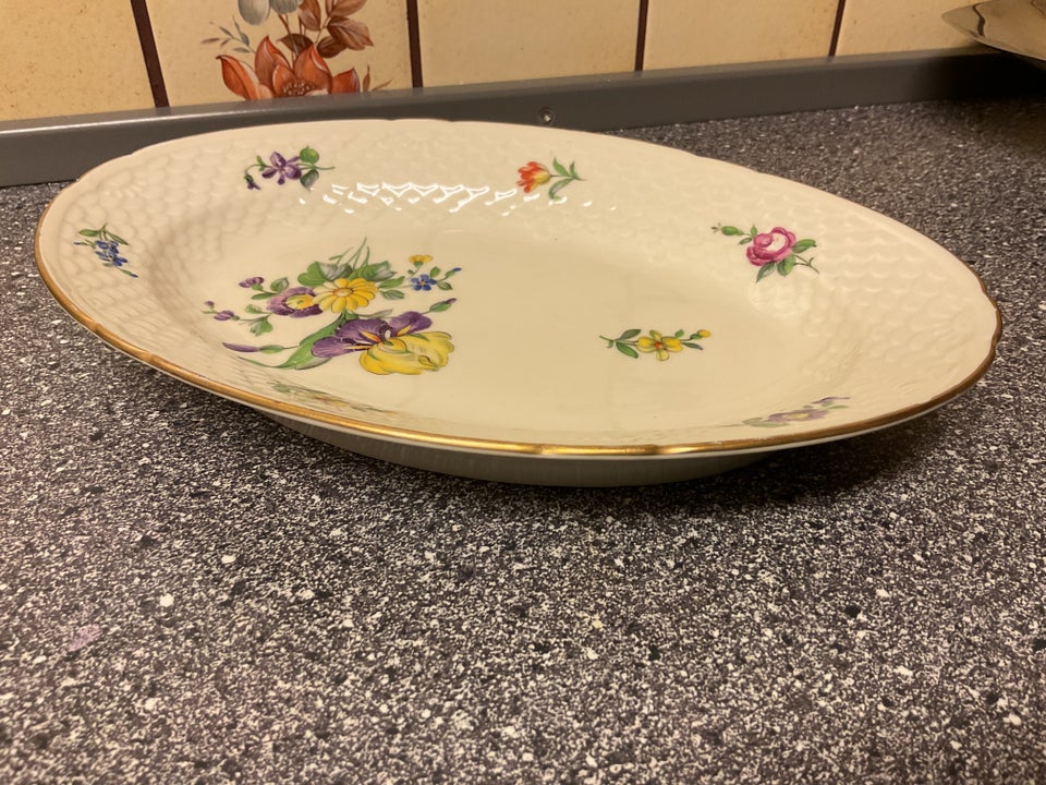 Porcelæn, Stor Creme Oval Fad med