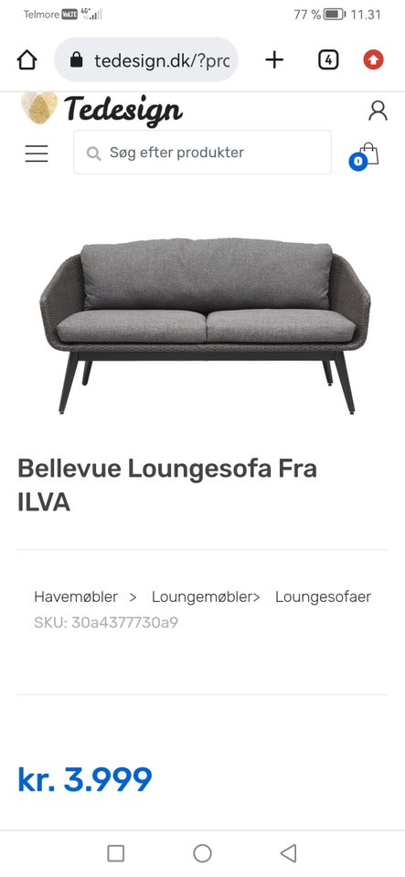 Havesofa, Bellevue, Polyrattan