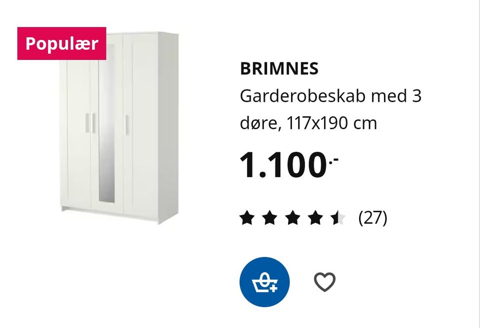 Garderobeskab Brimnes b: 117 d: