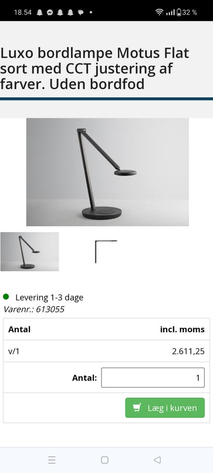 Skrivebordslampe, Luxo motus flat