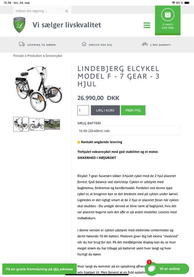 Handicapcykel, Lindebjerg 3 hjul