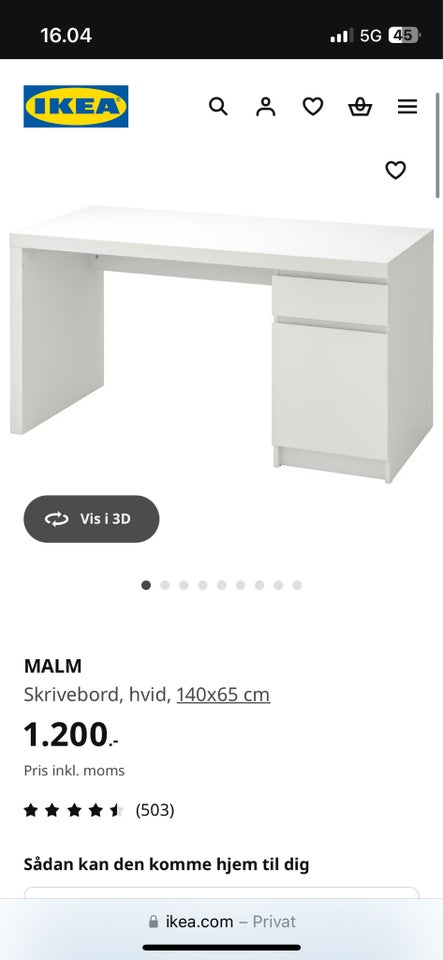 Skrive-/computerbord, Malm ikea,