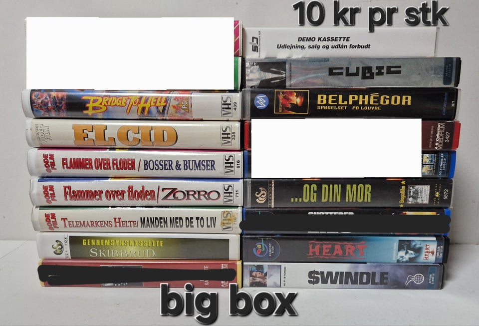 Kæmpe samling af dvd, vhs, bluray og